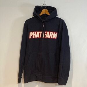 Vintage Men’s navy blue Phat Farm zip-up hooded sweatshirt size Large